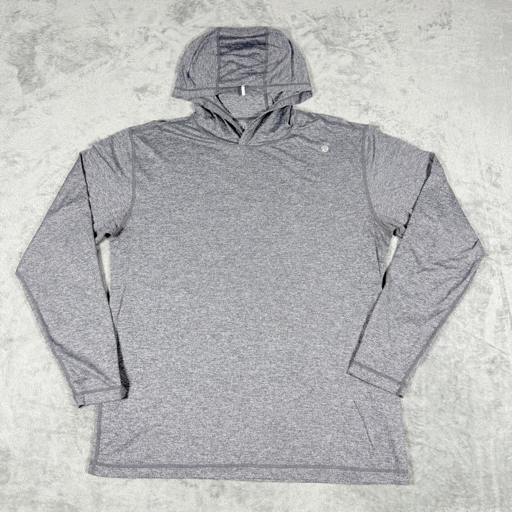 Rhoback Mens Large Performance Hoodie Heather Grey Long Sleeve Activewear